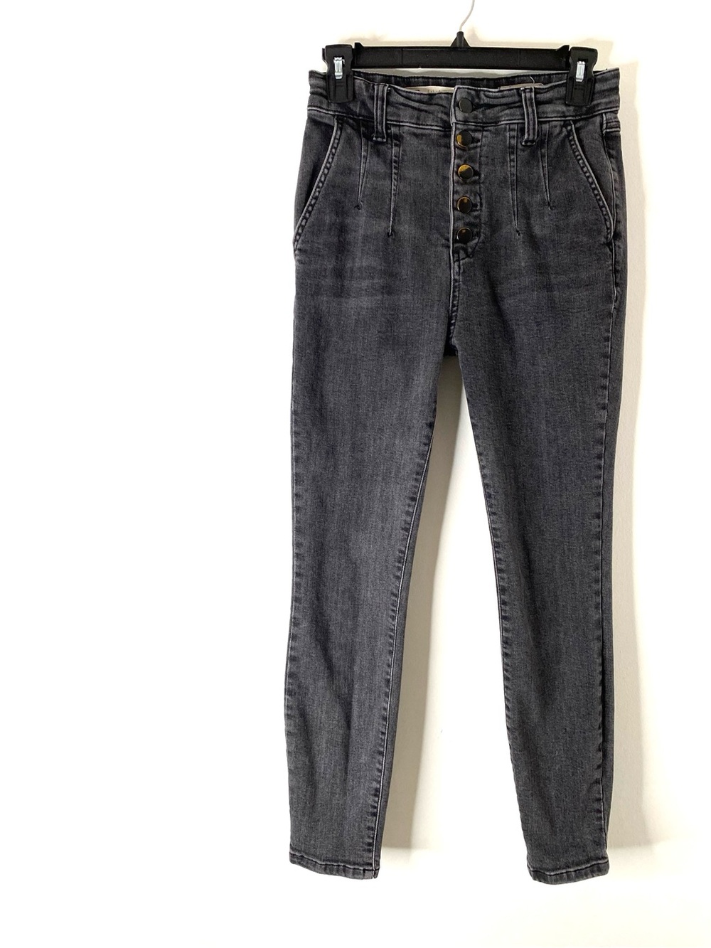 Pilcro and the Letterpress High Rise Button Fly Skinny Jeans Gray Black Wash